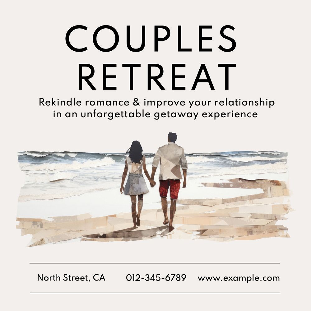 Couples retreat Instagram post template, editable text