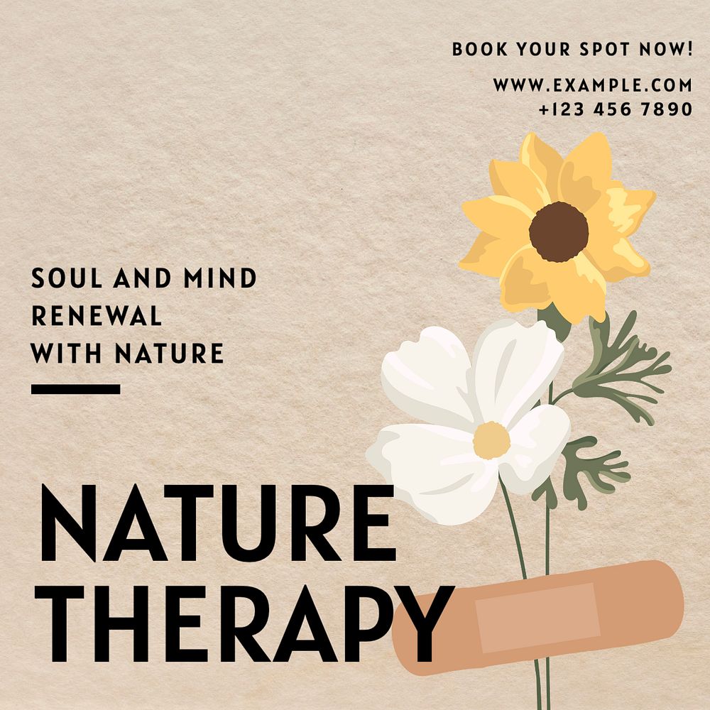 Nature therapy Facebook post template, editable design