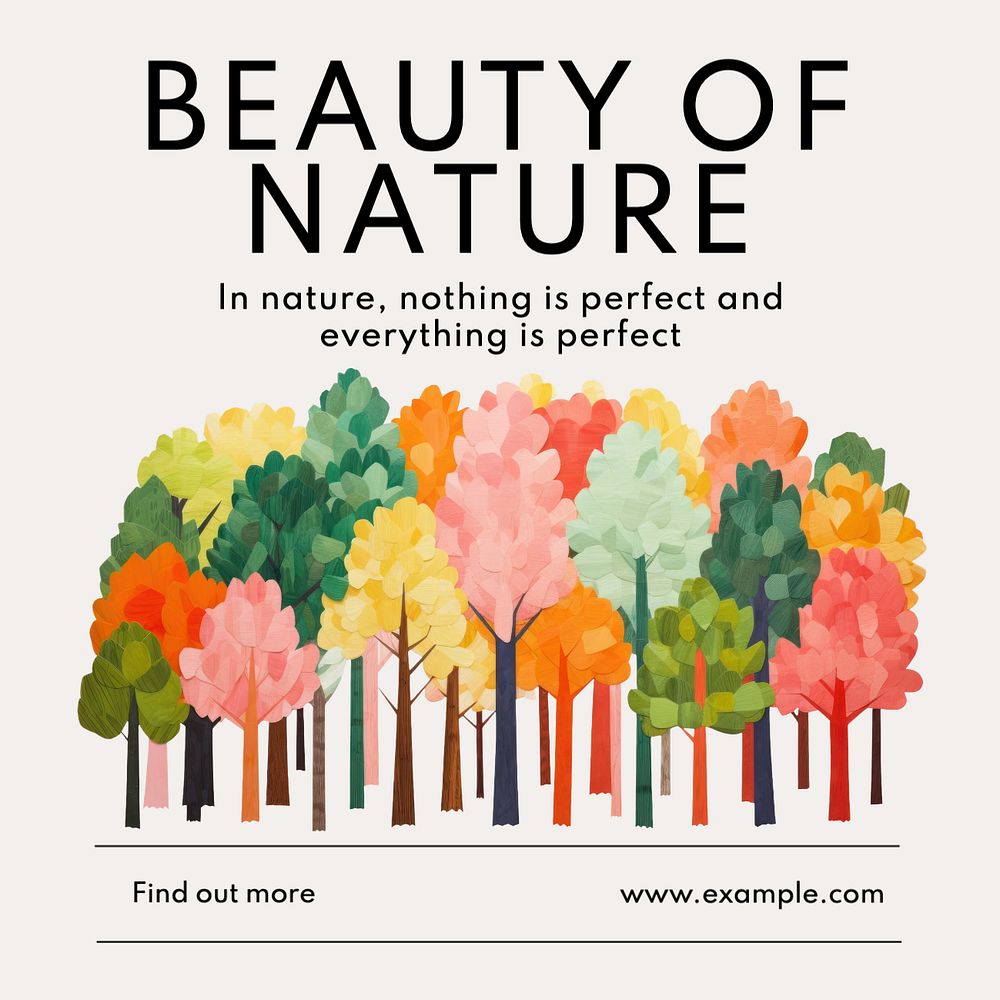 Beauty of nature Instagram post template, editable text