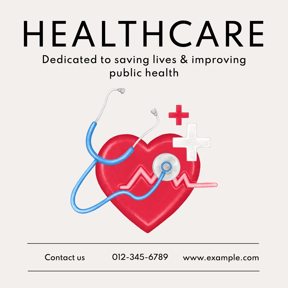 Healthcare Instagram post template, editable text