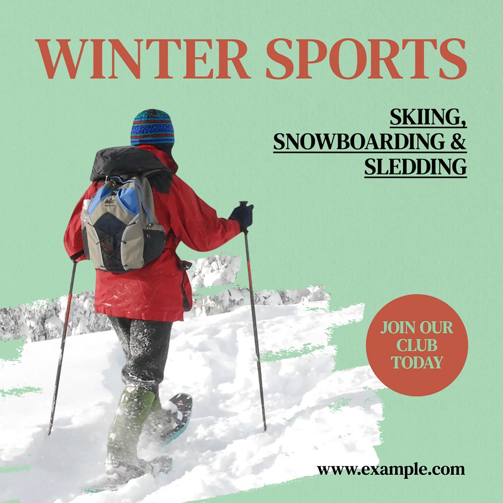 Winter sports Facebook post template, editable design