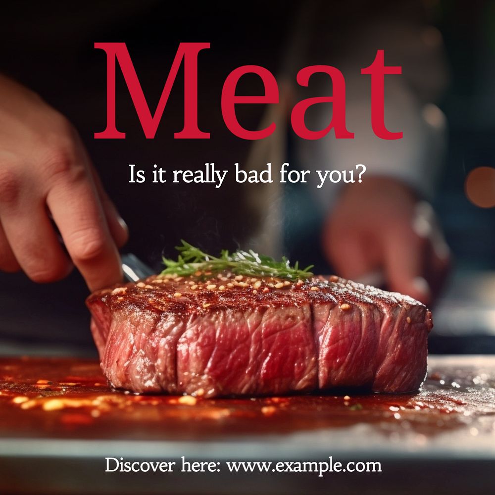 Meat Instagram post template, editable text