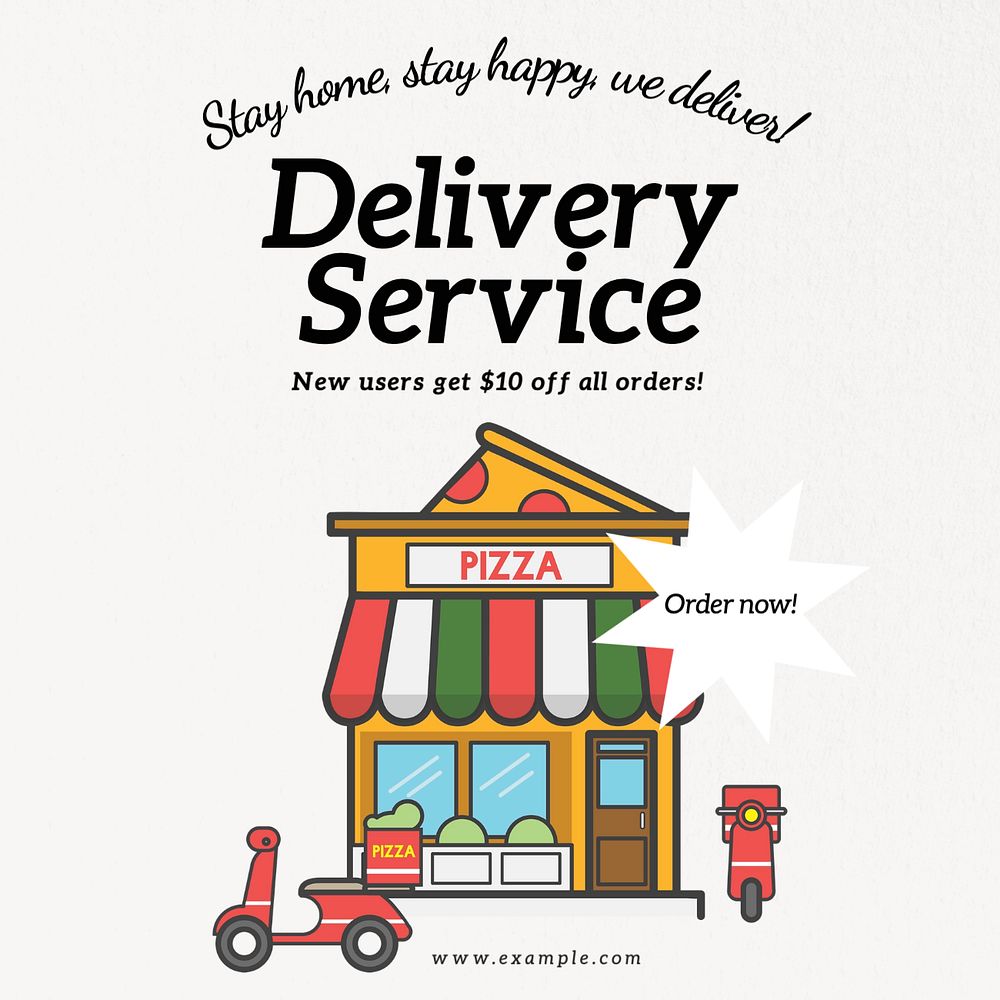 Delivery service Facebook post template, editable design