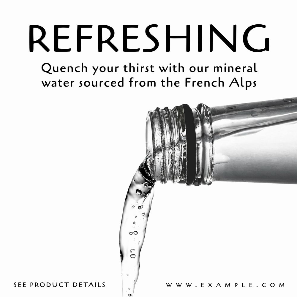 Refreshing water Instagram post template, editable text