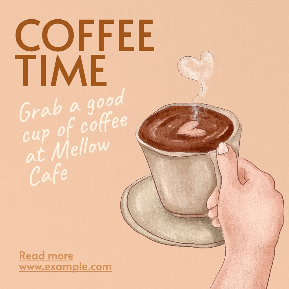 Coffee time Facebook post template, editable design