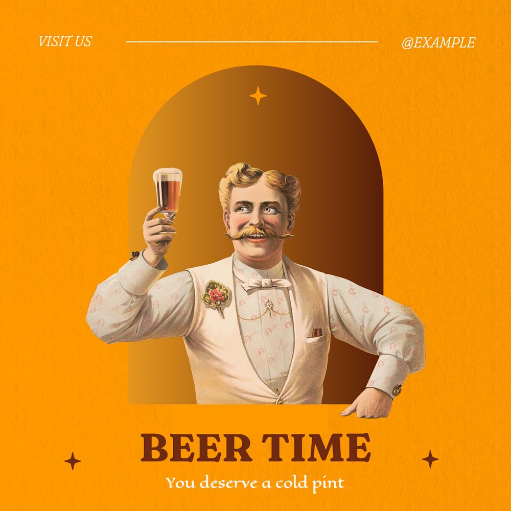 Beer time Instagram post template, editable text