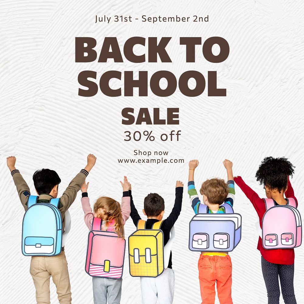 Back to school sale Facebook post template, editable design