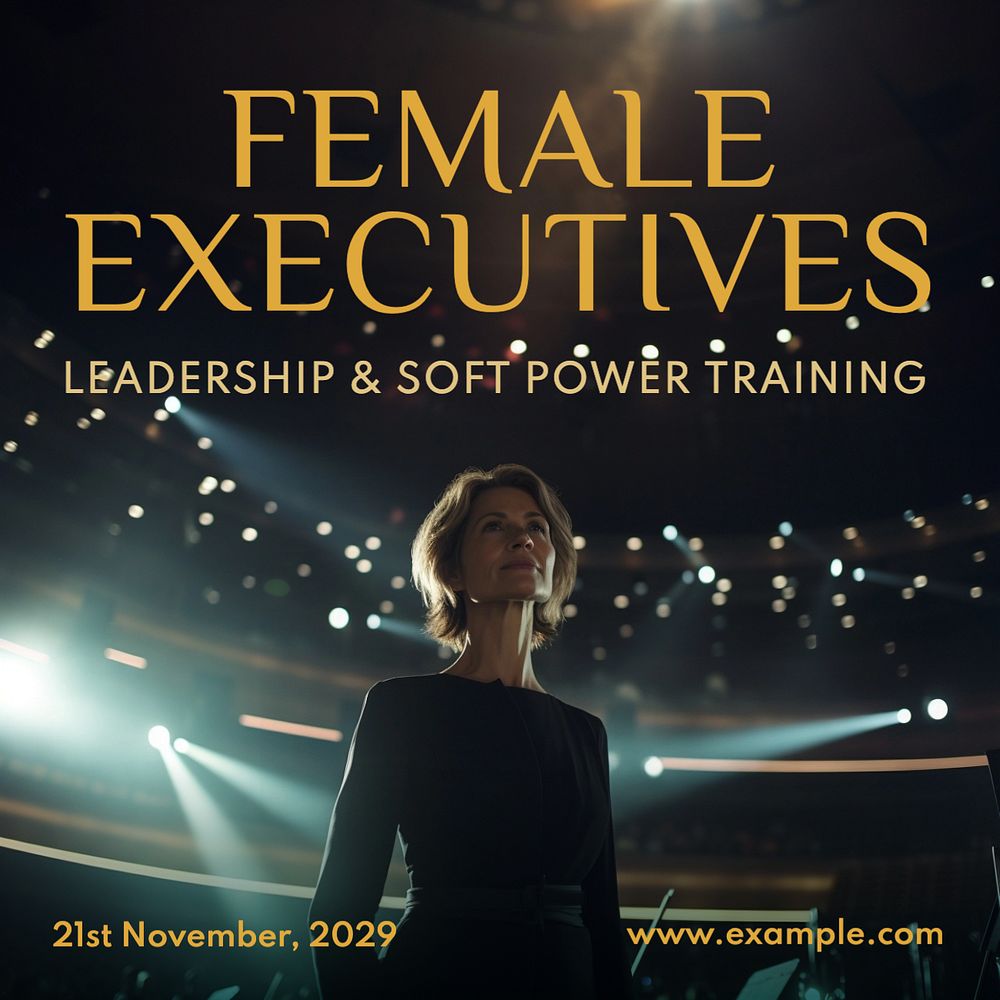 Female executives Instagram post template, editable text