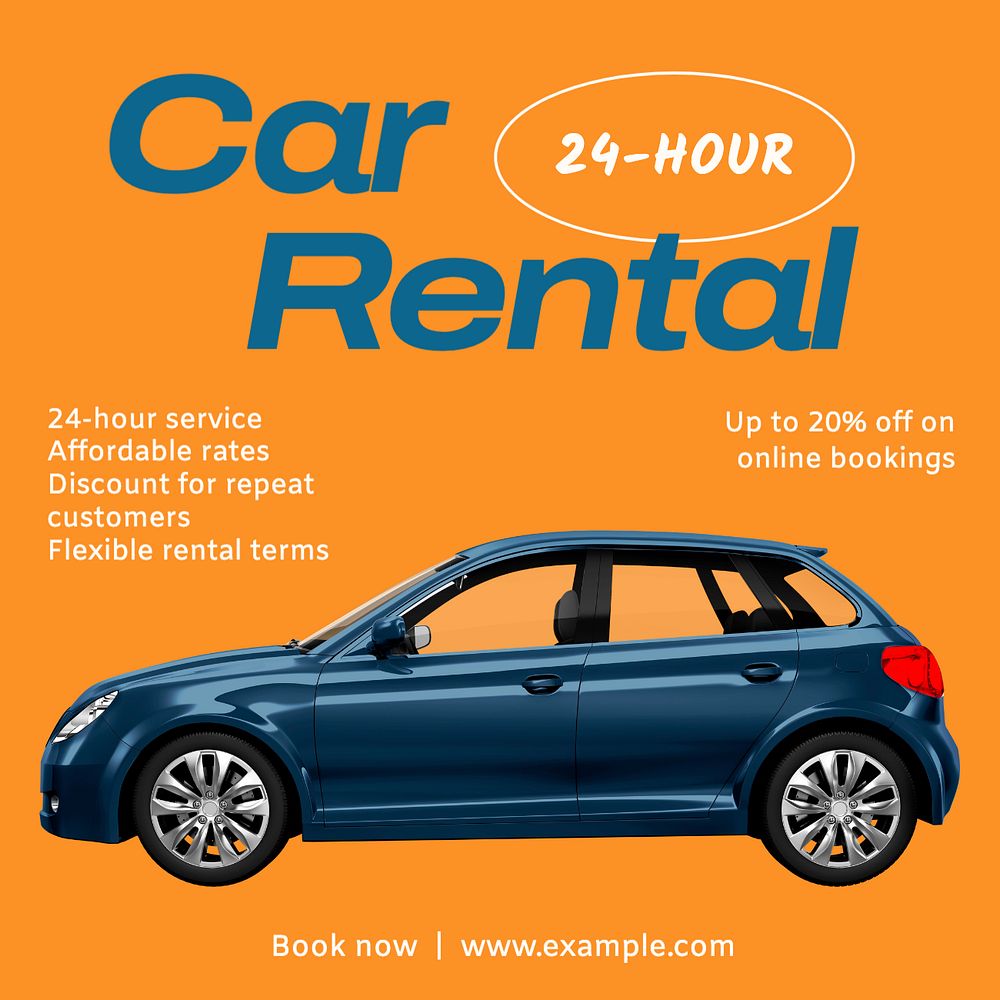 Car rental Instagram post template, editable text