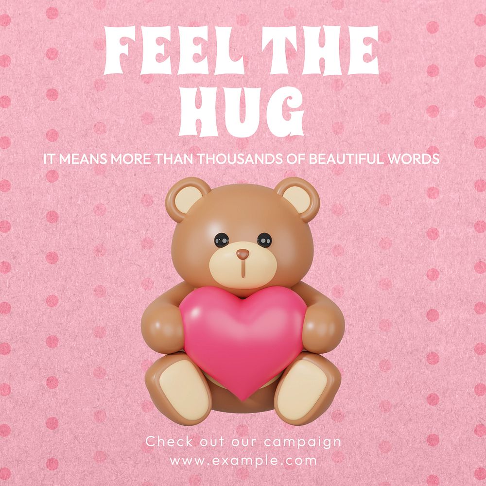 Hug Instagram post template, editable text