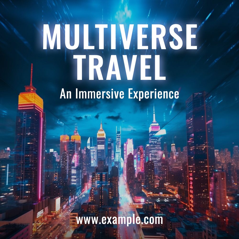 Multiverse travel Instagram post template, editable text