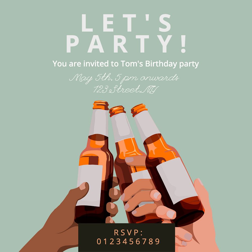 Let's party Facebook post template, editable design