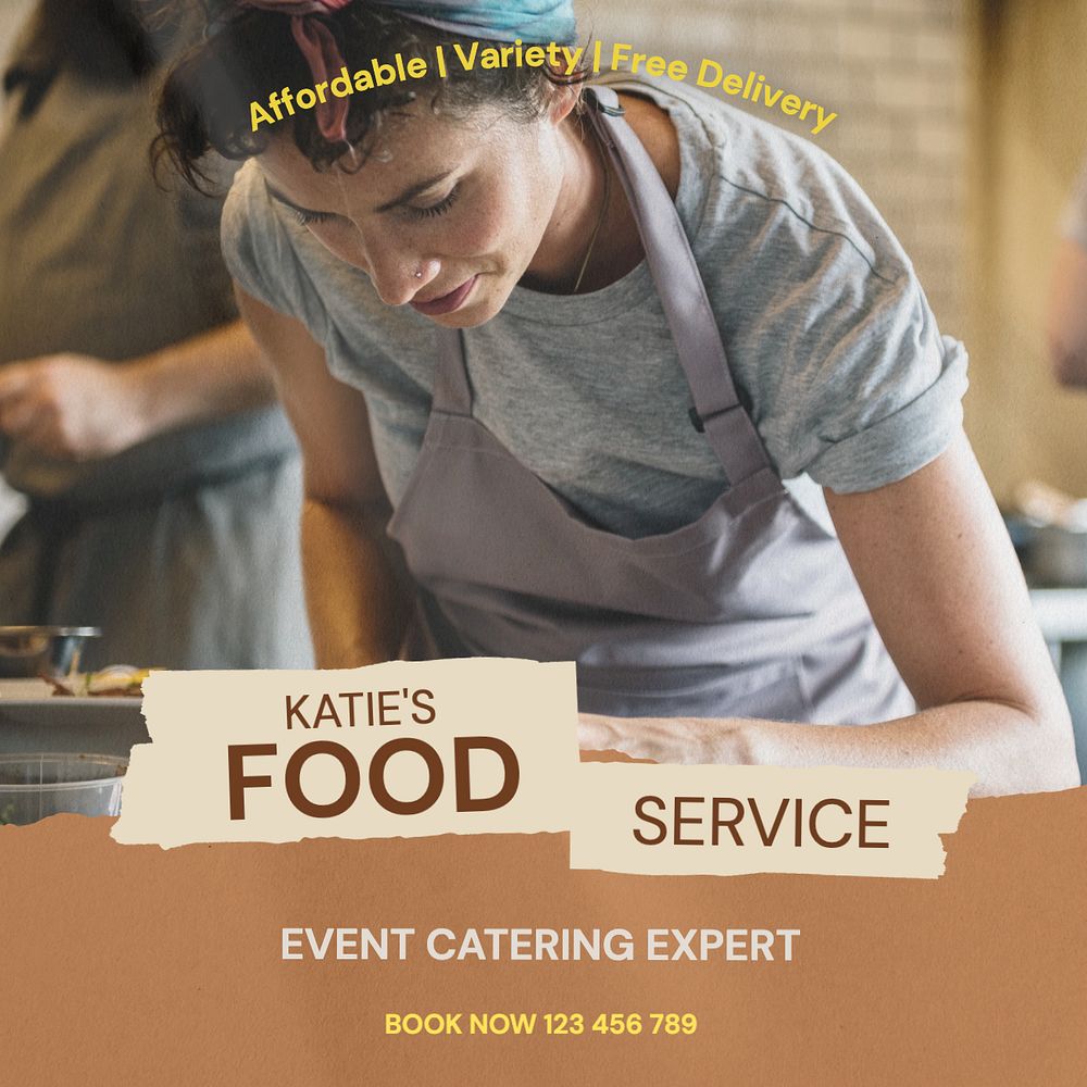 Food service  Instagram post template, editable text