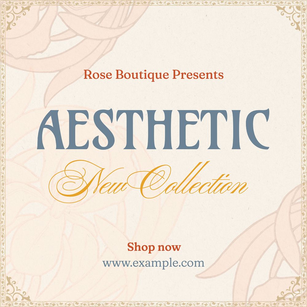 Aesthetic collection Instagram post template, editable text