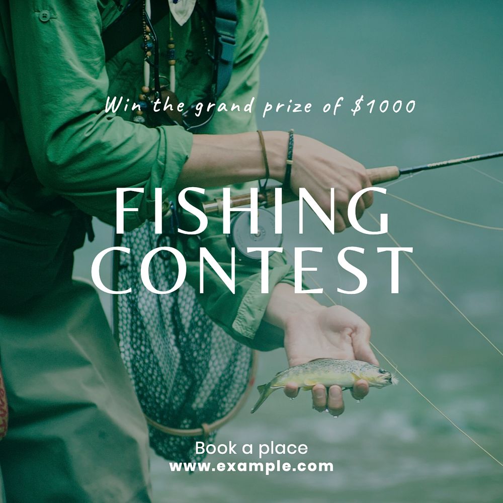 Fishing contest Instagram post template, editable text