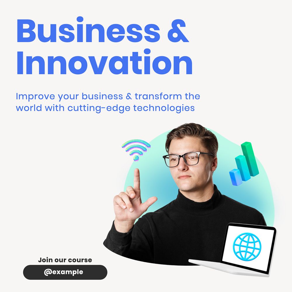 Business innovation Facebook post template, editable design