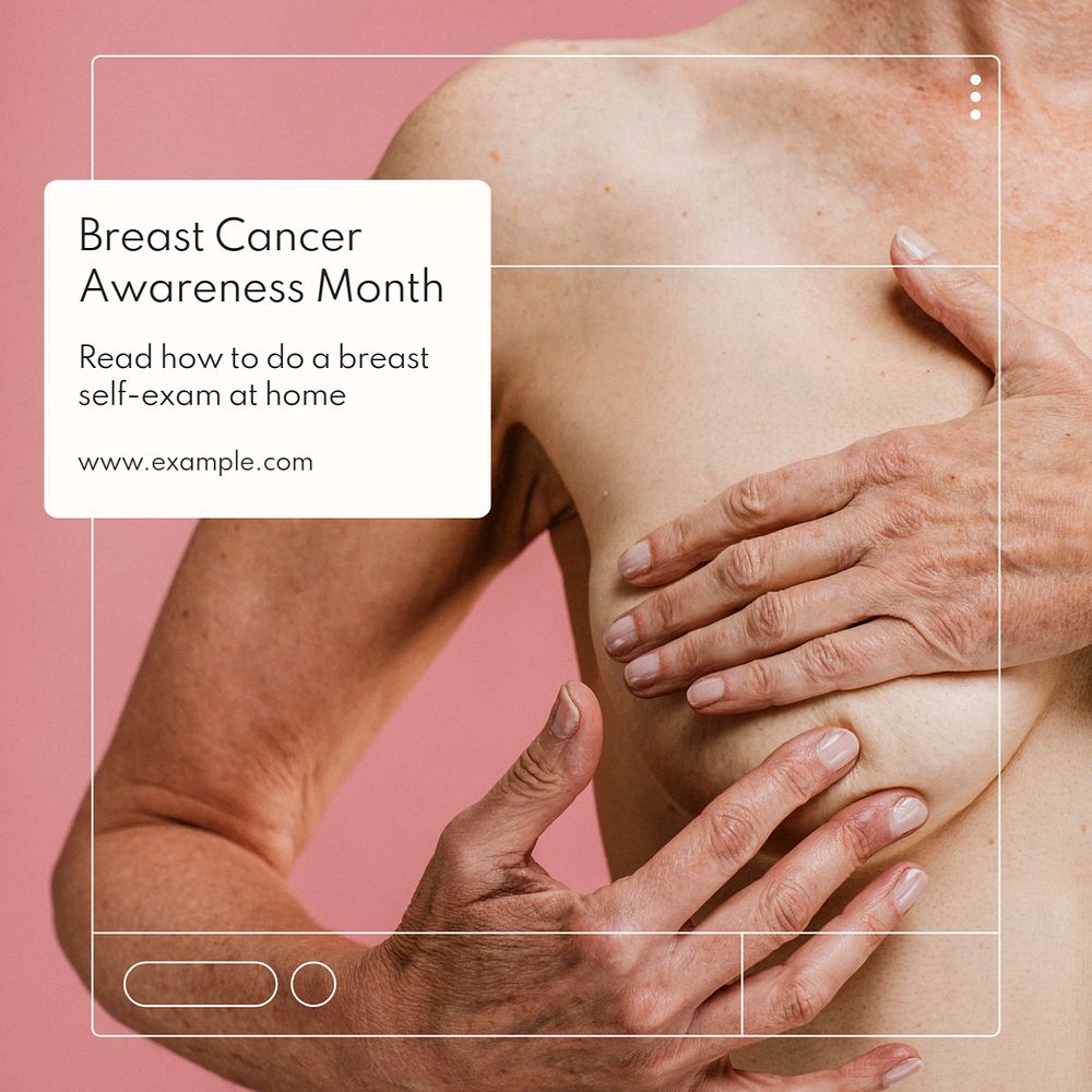 Breast cancer Instagram post template, editable text