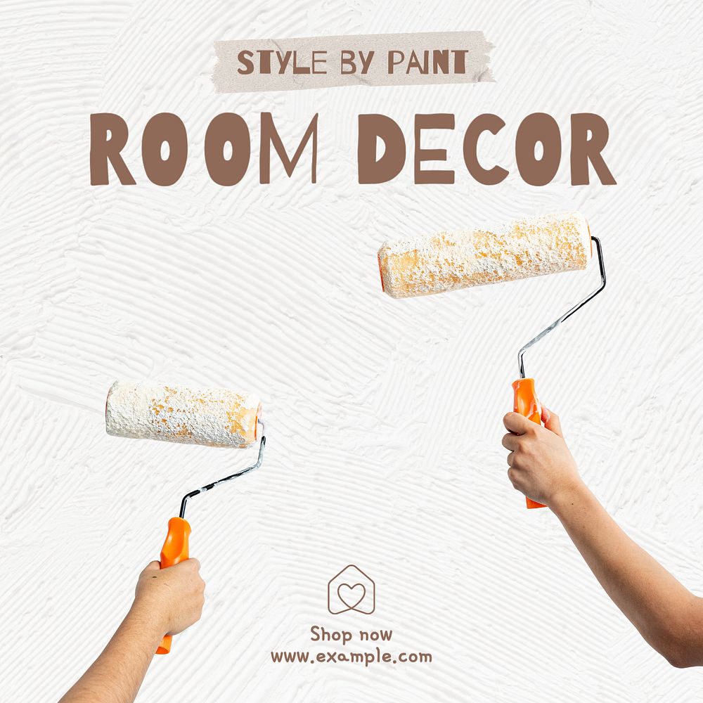 Room decoration Facebook post template, editable design