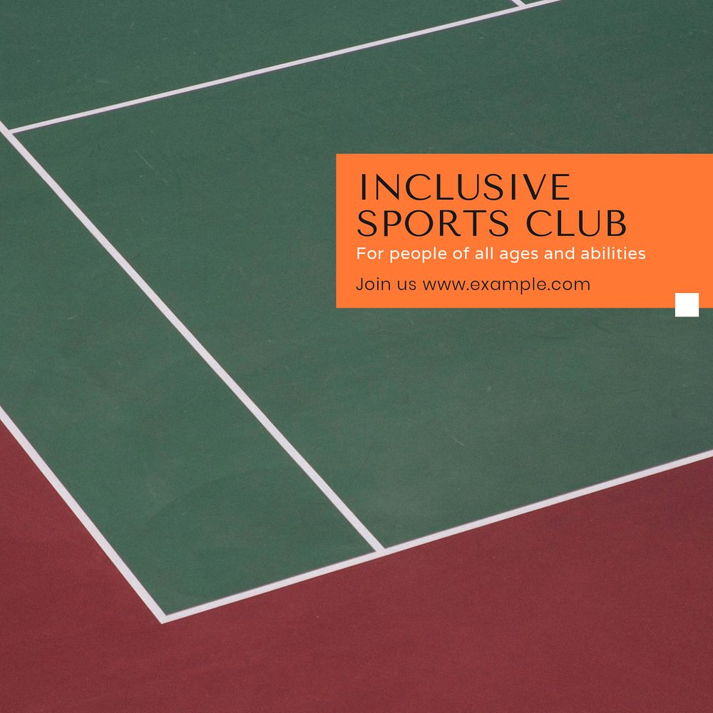 Inclusive sports club Instagram post template, editable text