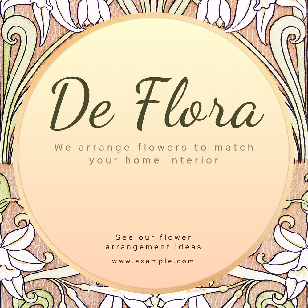 Flower arrangement Instagram post template, editable text