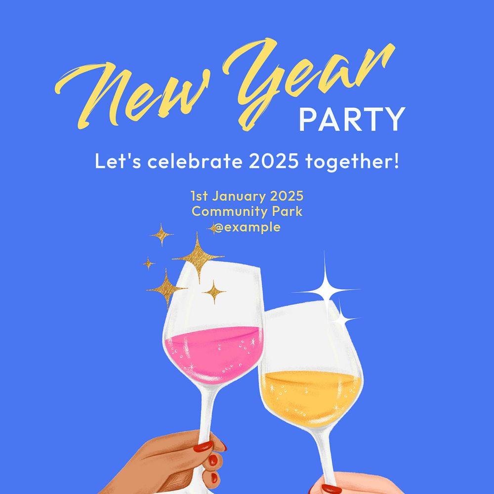 New year party Facebook post template, editable design