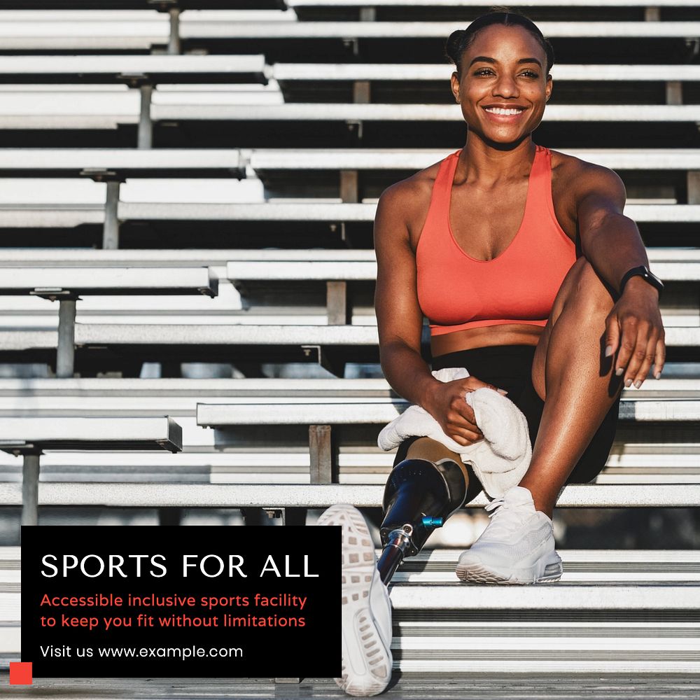 Sports for all Instagram post template, editable text