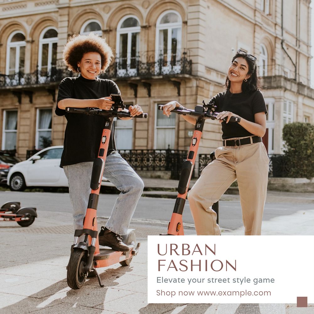 Urban fashion Instagram post template, editable text