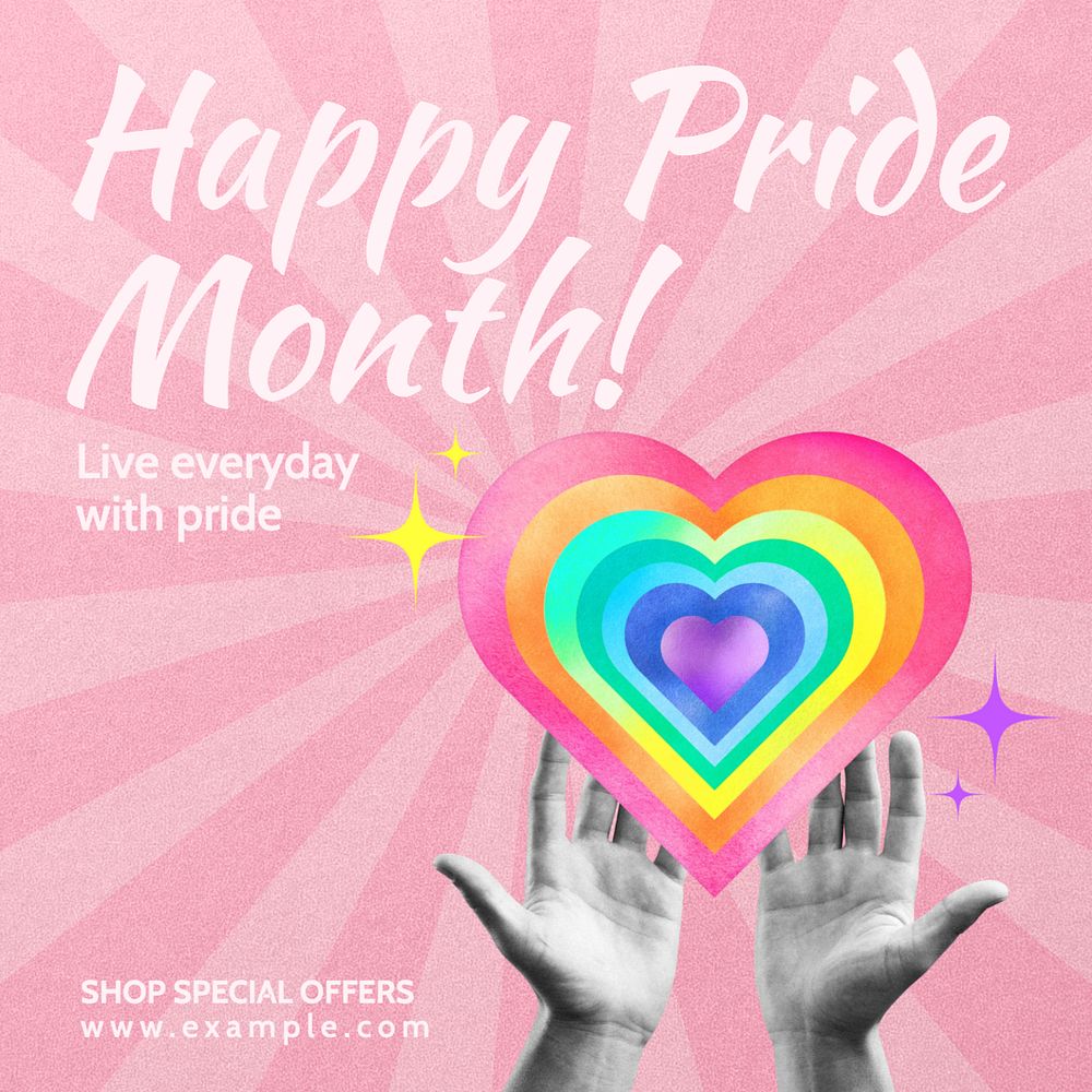 Happy Pride Month Facebook post template, editable design