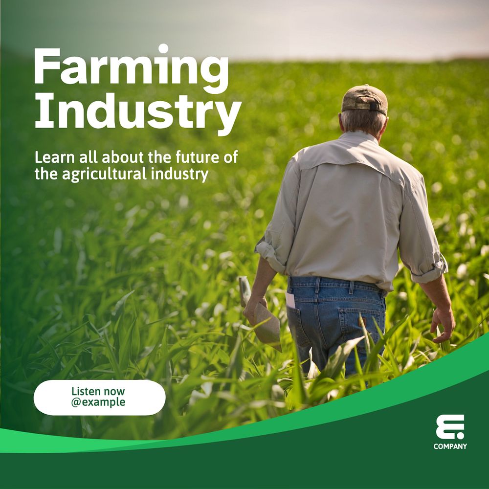 Farming industry  Instagram post template, editable text