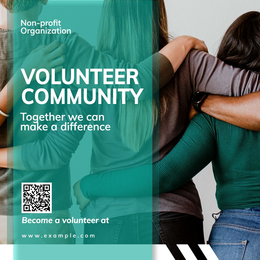 Volunteer community  Instagram post template, editable text