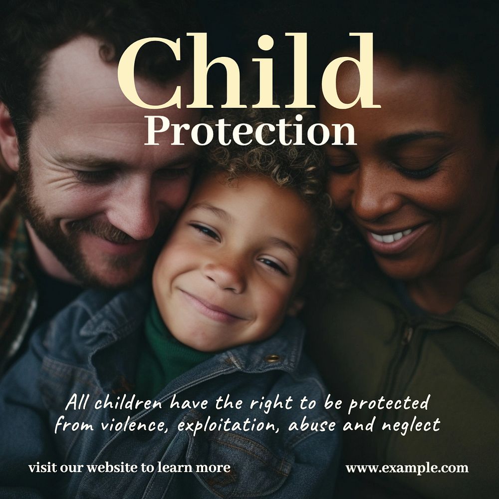 Child protection Instagram post template, editable text