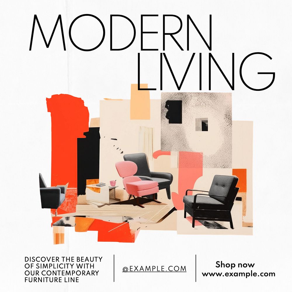 Modern living Instagram post template, editable text