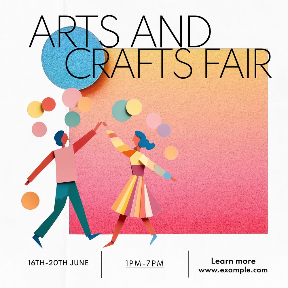 Arts crafts fair Instagram post template, editable text