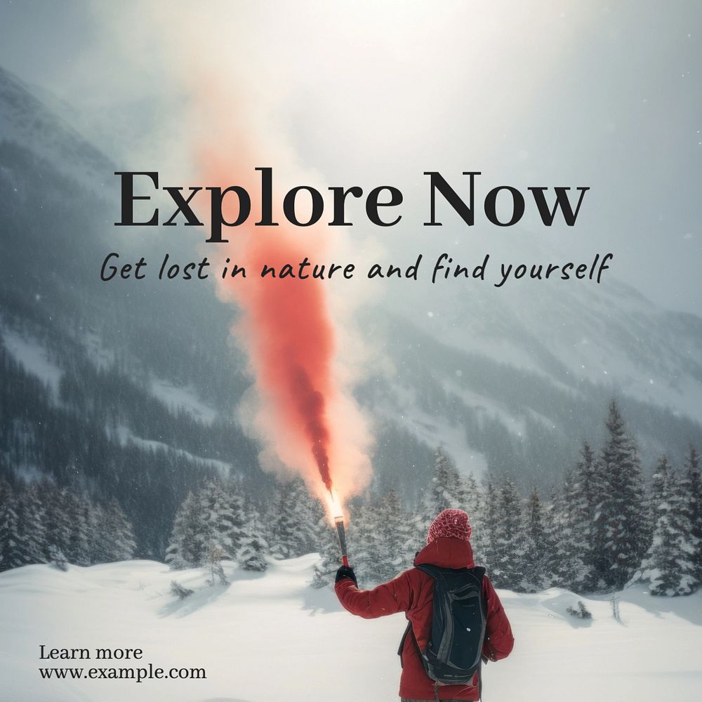 Explore now Instagram post template, editable text