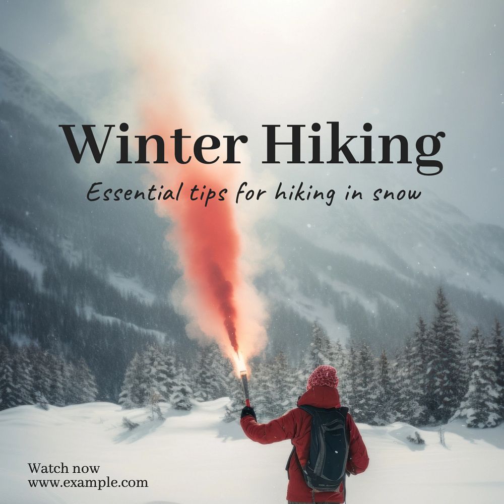 Winter hiking tips Instagram post template, editable text