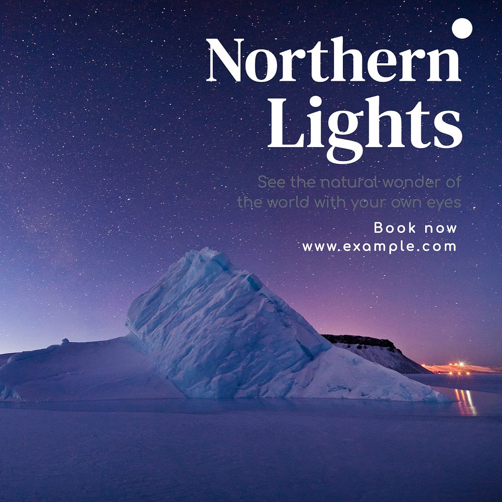 Northern Lights tour Instagram post template, editable text