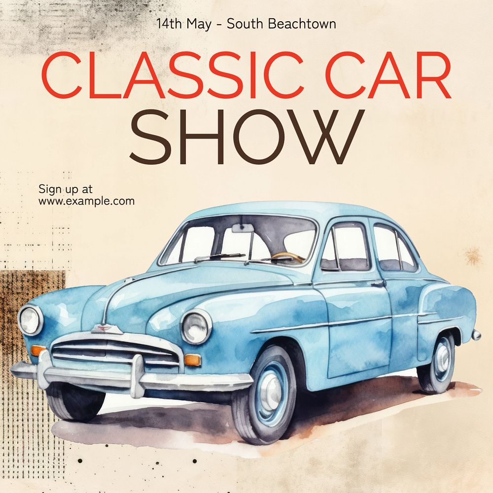 Classic car show Instagram post template, editable text