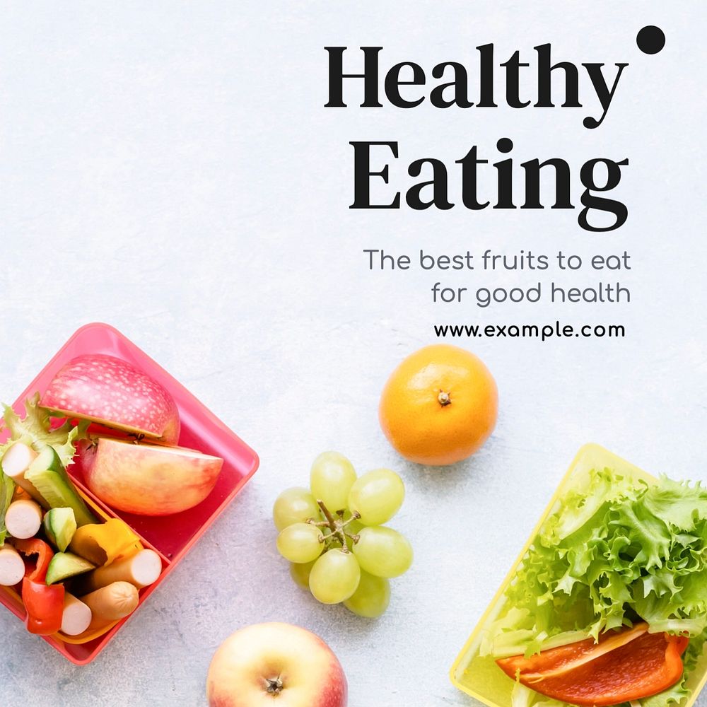 Healthy eating Instagram post template, editable text