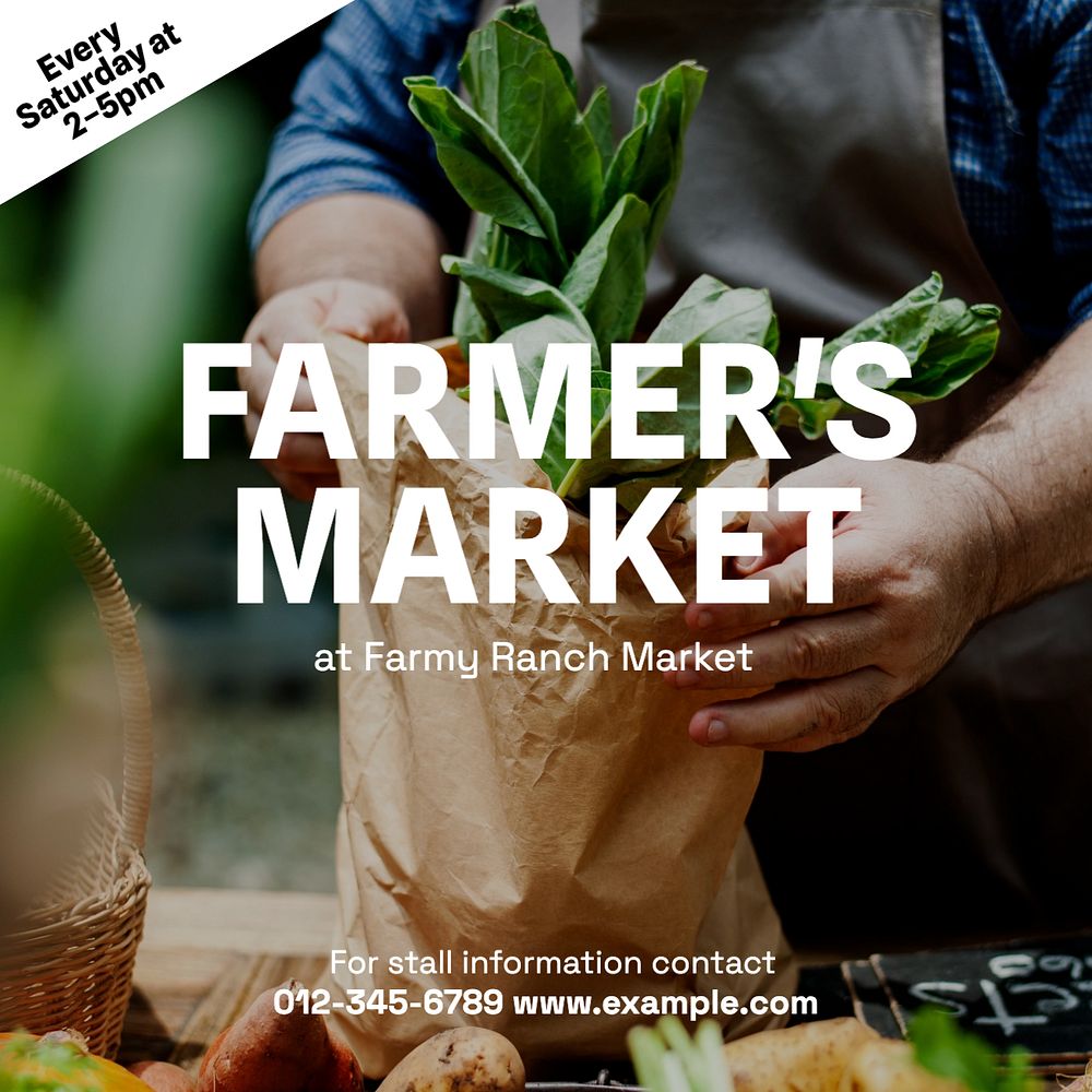 Farmer's market Instagram post template, editable text