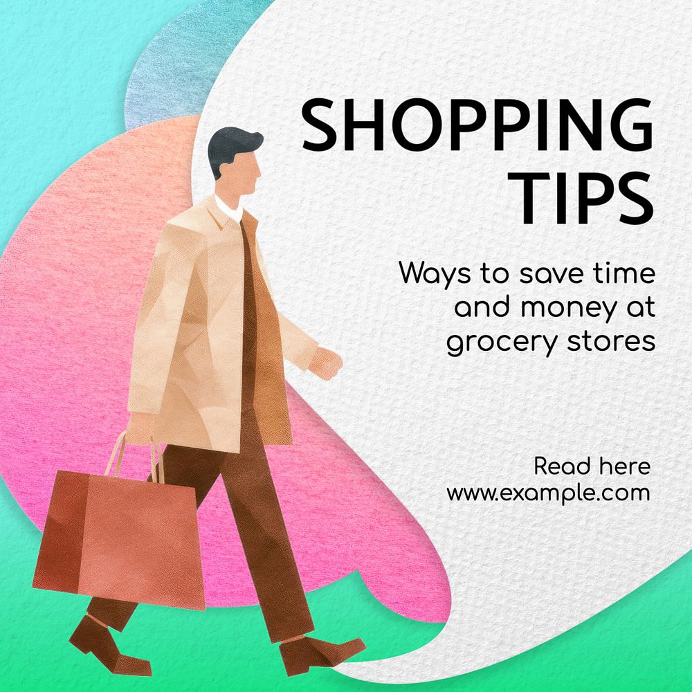 Shopping tips Instagram post template, editable text