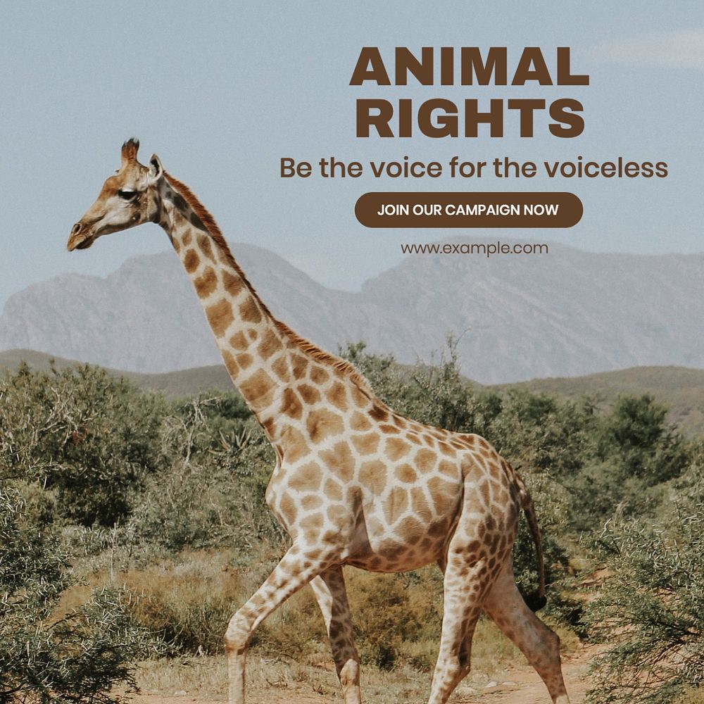 Animal rights Instagram post template, editable text