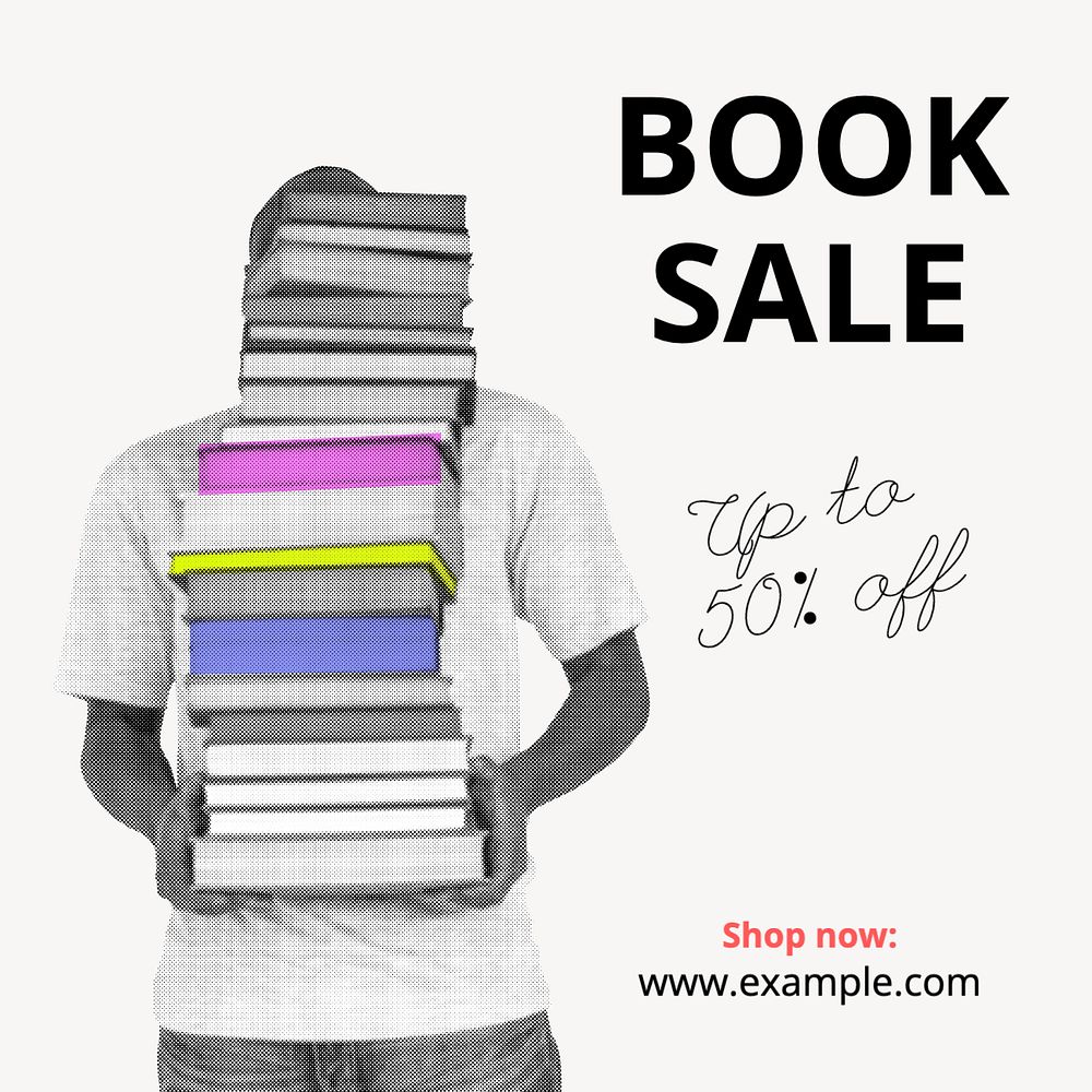 Book sale Facebook post template, editable design