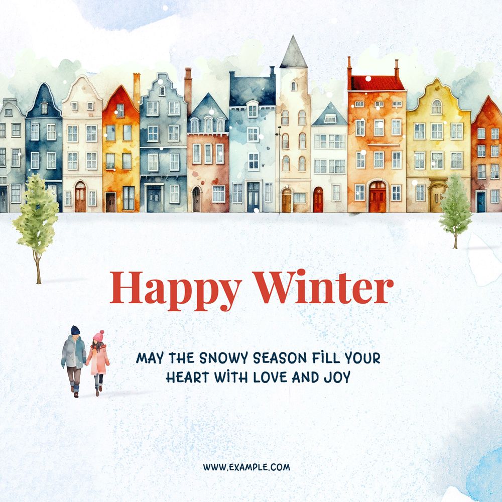 Happy winter Instagram post template, editable text