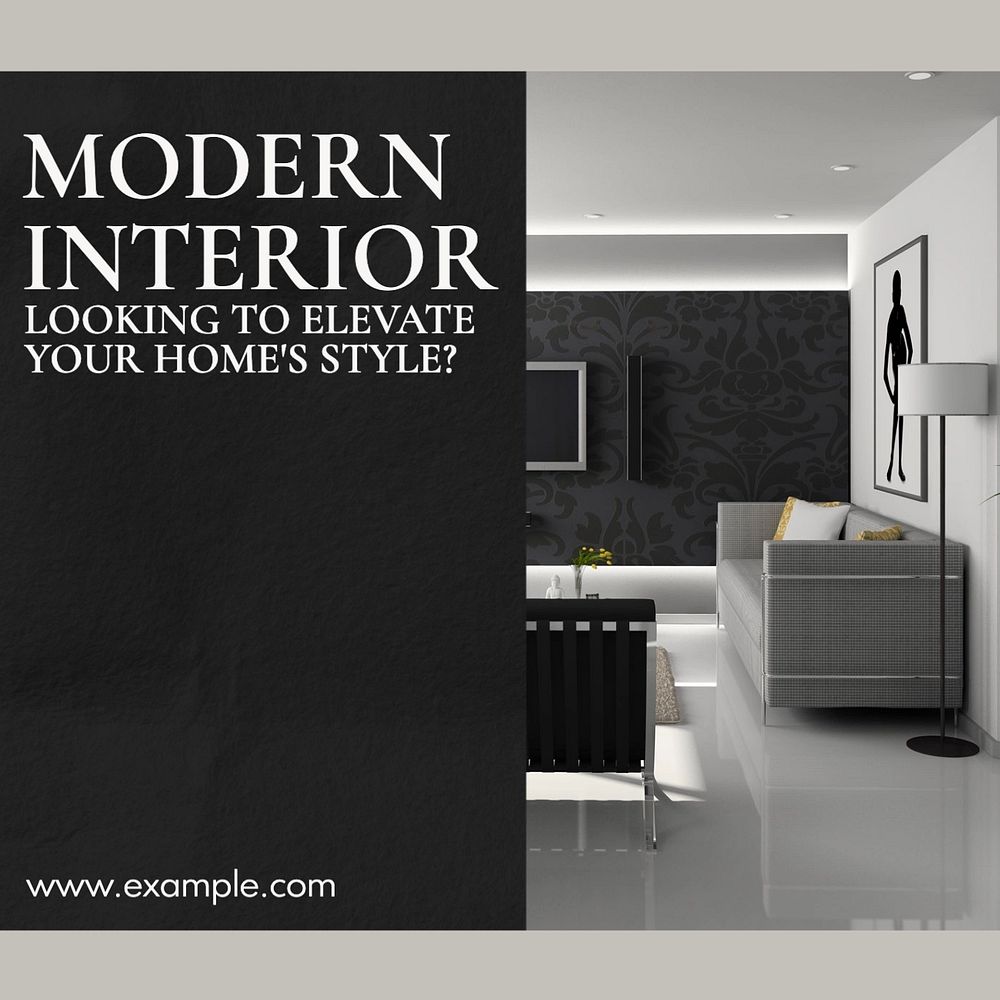 Modern interior  Instagram post template, editable text