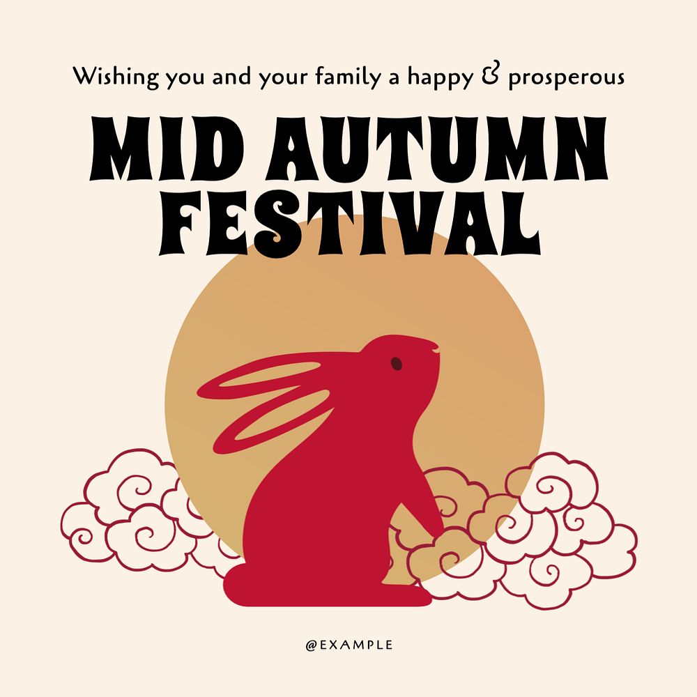 Mid autumn festival Instagram post template, editable text