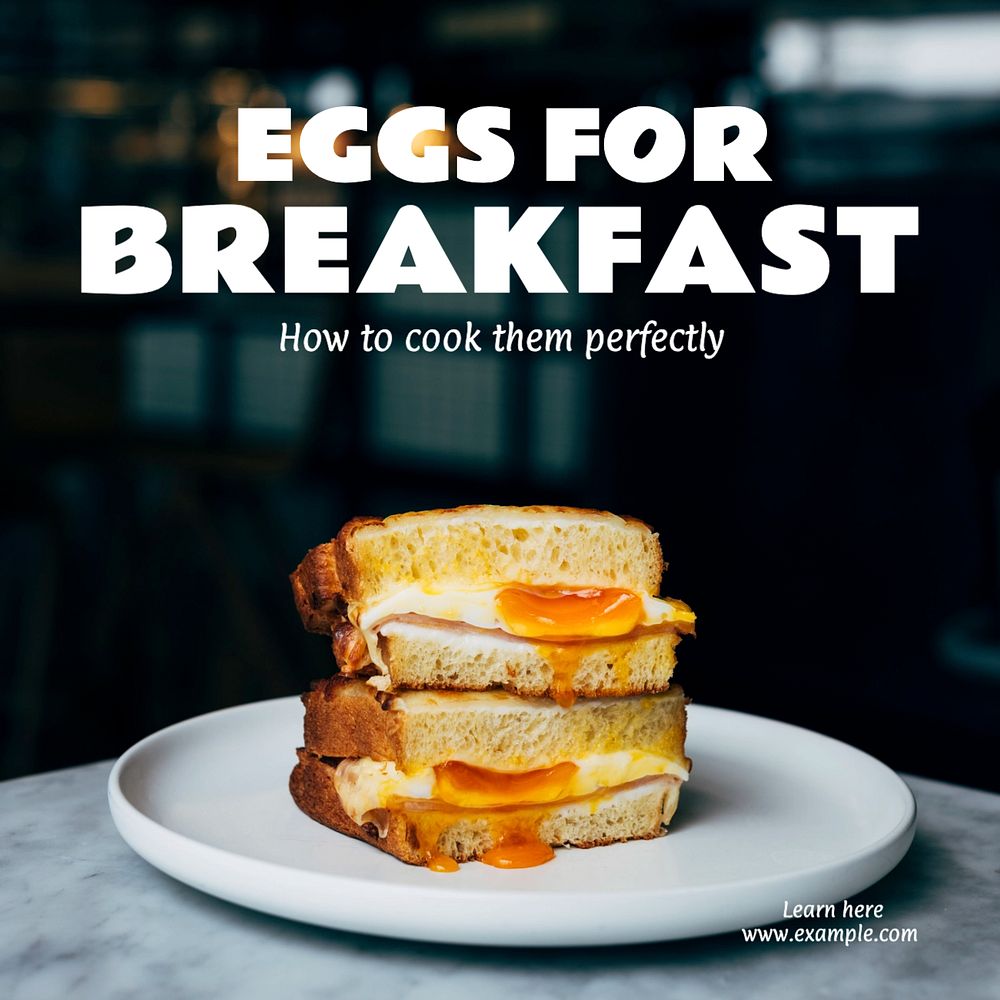 Egg cooking tips  Instagram post template, editable text