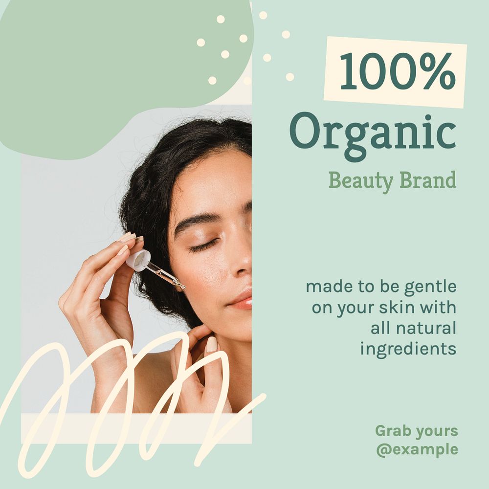 Organic beauty product Instagram post template, editable text