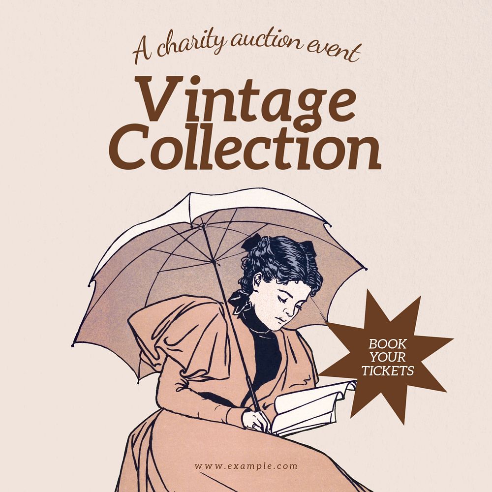 Vintage collection Facebook post template, editable design