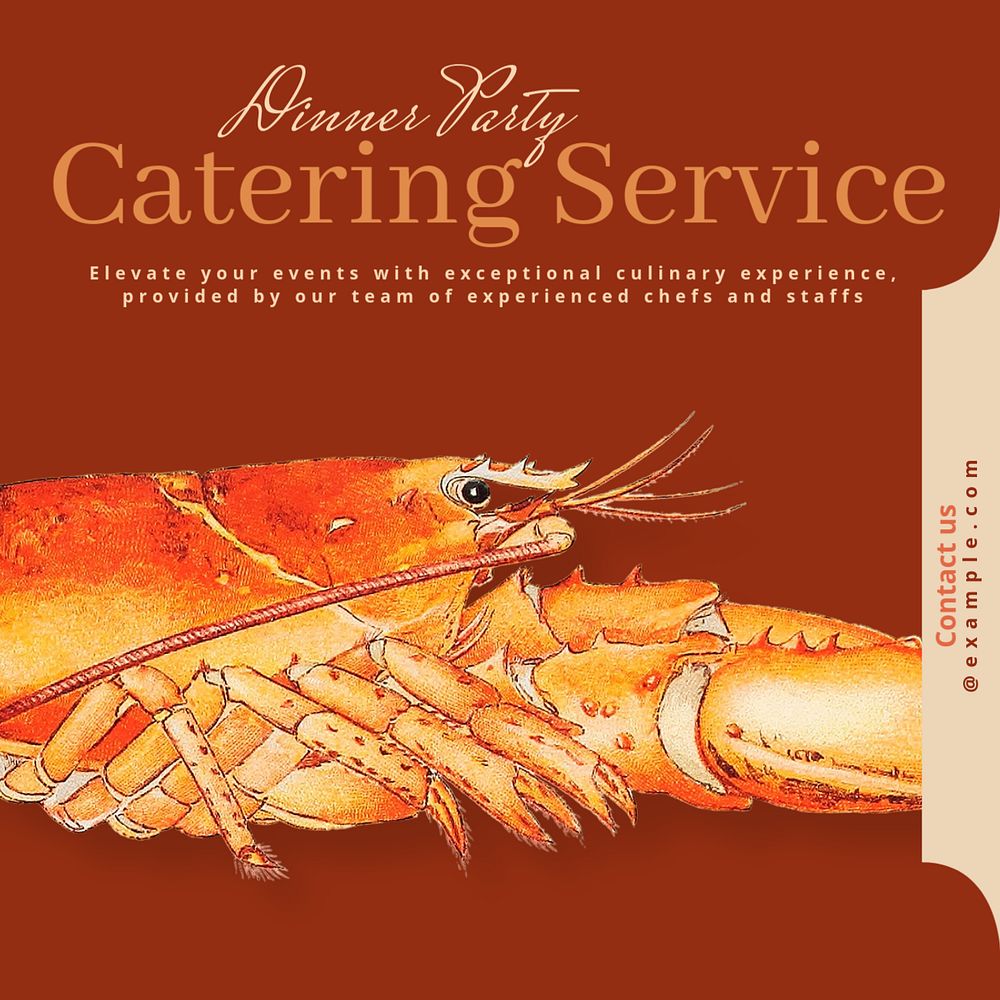 Catering service Facebook post template, editable design