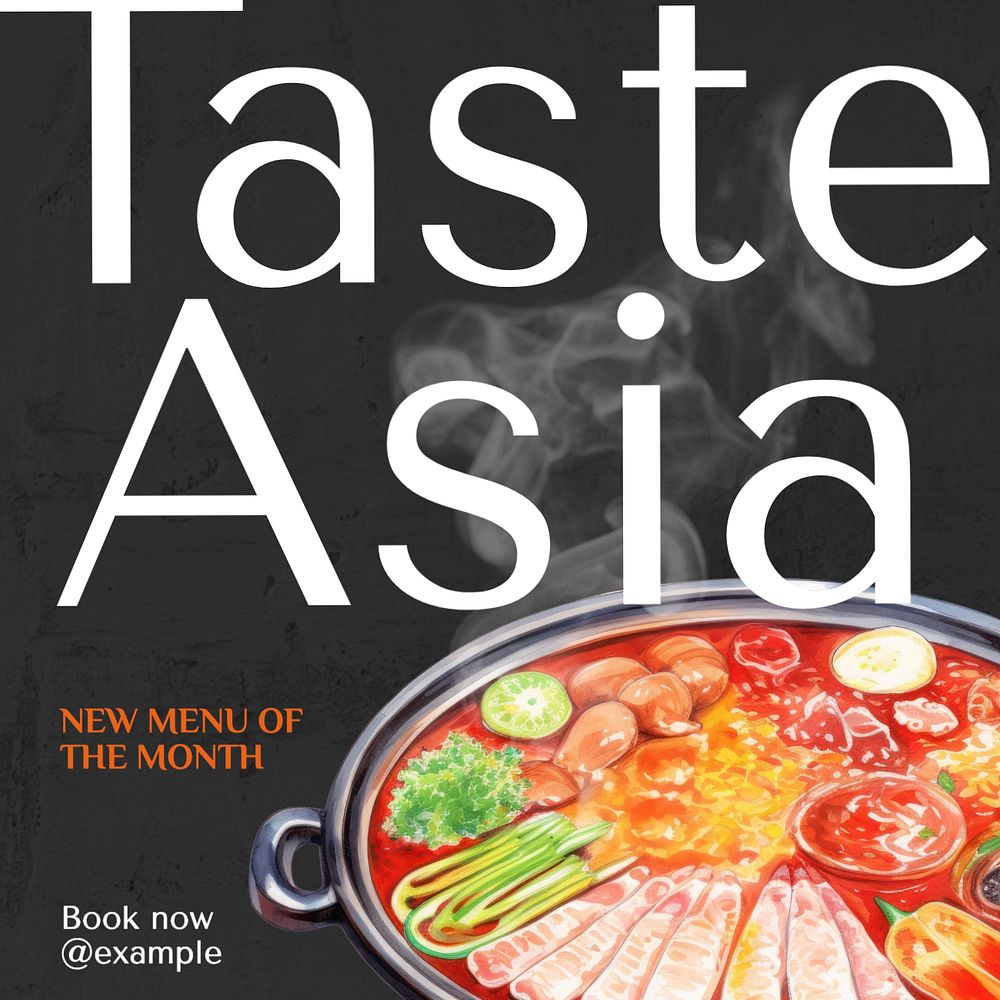 Taste asia Instagram post template, editable text